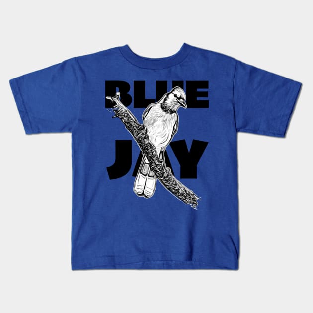 BlueJay Kids T-Shirt by Ripples of Time